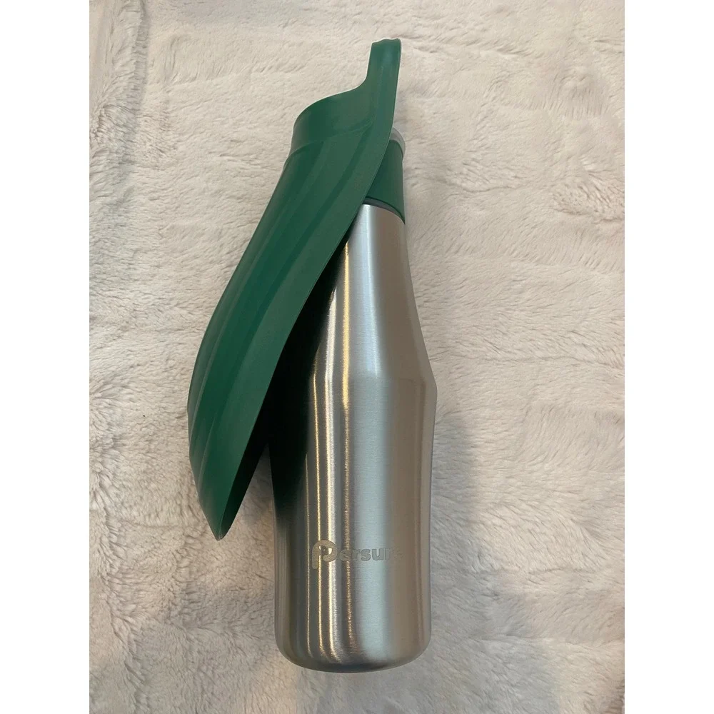 Persure 27 oz DogWater Bottle Stainless Steel Travel Portable Folding Bowl Green - Picture 2 of 6